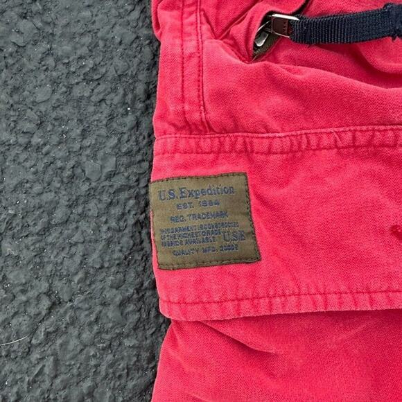 Vintage US Expedition Cargo Pants Red Zippered Y2K Size L - Picture 3 of 9